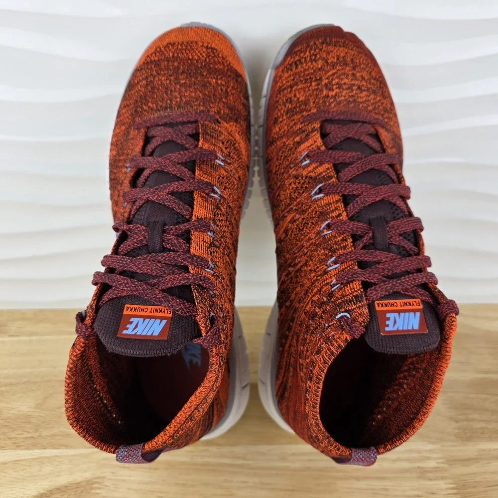 Nike Free Flyknit Chukka Sneakers Mens Size 11 Cinnabar Athletic Shoe 639700-601